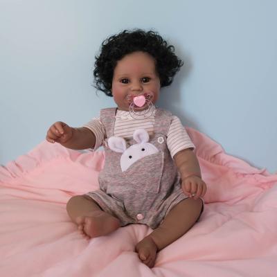 China Hand-Detailed BLINKING Paint 50CM Full Body Silicone Maddie Doll In Dark Brown Waterproof Reborn Black Skin With Visible Veins for sale