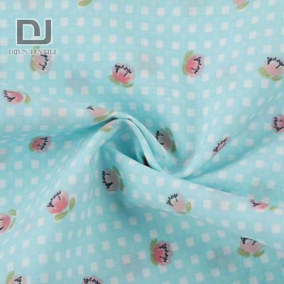 China Factory Price Viable Custom Logo Plaid And Floral Printing 100% Cotton Poplin Fabric for sale