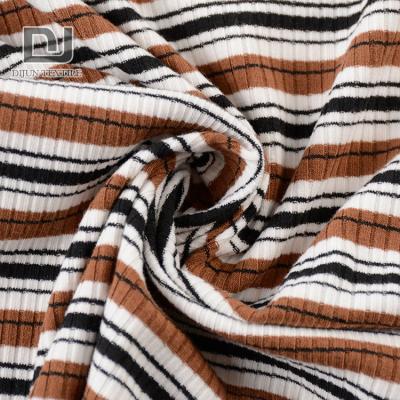 China Supplier Anti-Static Professional Stripes Custom 4x4 Rib Knit Elastane Rayon Polyester Fabric for sale