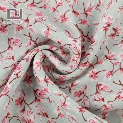 China Anti-Static Fabric Factory Supply Pink Wool Dobby Printed Polyester Fabric With Flower Pattern for sale