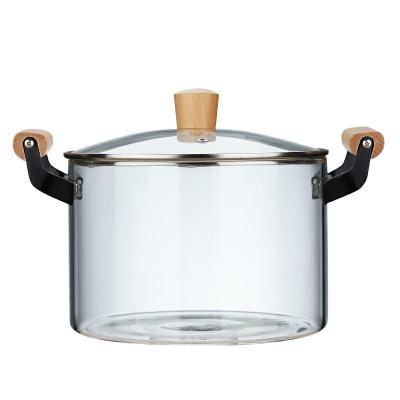 China Double-eared Transparent Clear Stocked Hot Large Borosilicate 3.5L/4.5L Size Cooking Pot Borosilicate Pyrex Glass Cooking Pot for sale