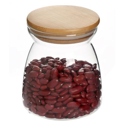 China Sustainable High Quality Mini Empty Cookie Glass Jar With Bamboo Lid Food Safe for sale