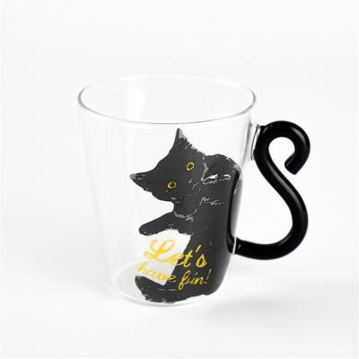 China Cute Cat Mug Red Wine Coffee Cartoon Drinkware Modern Creative Glass Milk Heat Resistant Glass Tea Cup Mug for sale