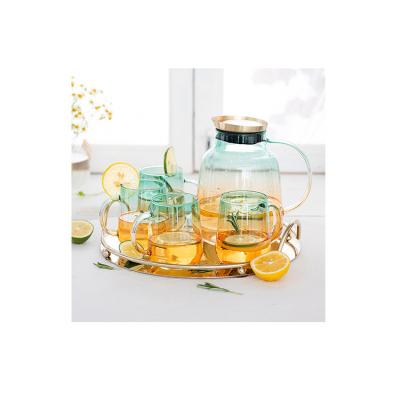 China Newest Viable Direct Selling Home Jug Factory Use Drinking Water Pot Set Glass Jug for sale