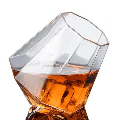 China CLASSIC Rotating Glass Drinking Tumbler Down Tasting Glasses Diamond Shaped Whiskey Wine Cup Family Bar Party for sale