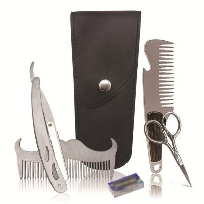 China Comfortable Hot Selling Stain Beard Brush And Comb Comfortable Styling Set Professional Beard Care Set for sale