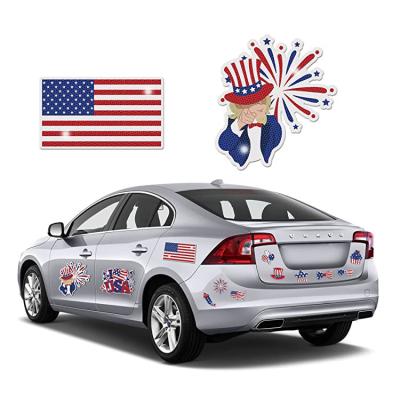 China Patriotic American Stars and Stripes Magnet Sticker Independence Day Flags Magnets Reflective Car Decorations For Car for sale