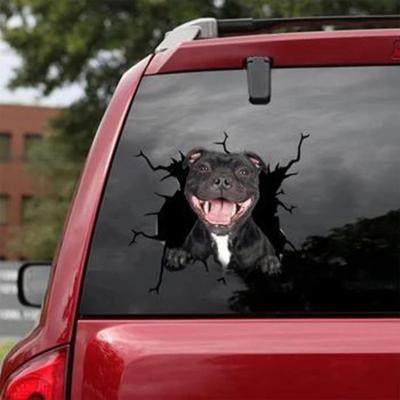 China Cute Funny Dog 3D Creactive Stained Glass Car Stickers Electrostatic Decorative Sticker for sale