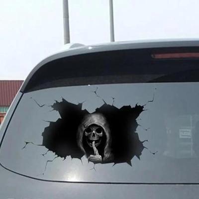 China Happy Silent Car Window Sticker Skull Wall Stickers Horror Wall Sticker Business Halloween Decoration Decal Home Party Decor for sale