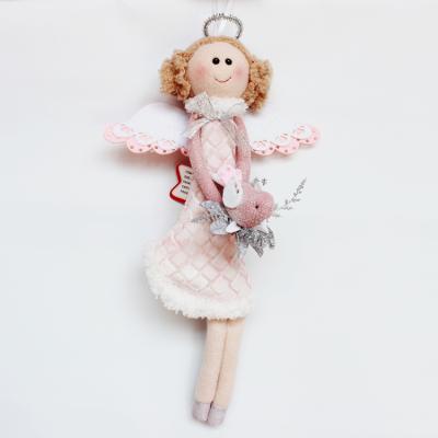 China Handmade Cute Pink Plush Stuffed Mini Christamas Decoration Angel Girl Doll Christmas Tree Hanging Decoration for sale