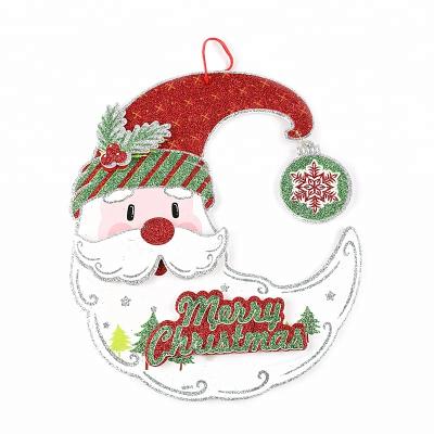 China Eco-friendly Bright Red White Green Christmas Crescent Moon Santa Claus Powder Hanging Decoration for sale