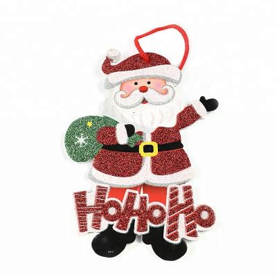 China Eco-friendly Decoration Party Wall Hanging Christmas Gift Glitter Santa Claus Back Indoor Accessories for sale