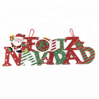 China Eco-friendly new design 'feliz navidad' lettering christmas wall hanging decoration for sale