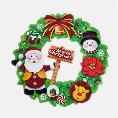 China Eco-friendly Green Christmas Home Door Window Ornaments Christmas Decoration Christmas Tree Hanging Decor A Garland With A Bow Knot for sale