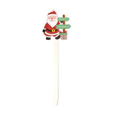 China Hot Selling Christmas Decoration Indoor And Outdoor Decoration Wooden Lettering Word Stake Yard Signs Merry Christmas for sale