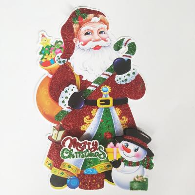 China WALL STICKER Christmas Ornaments Elk Snowman Tree Santa Claus Display Window Wall Door Stickers Cartoon Pendants Hanging Decor For Home for sale