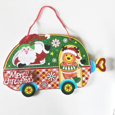 China Decorative Christmas Foam Board Hanging Ornaments Card Christmas Tree Car Shape Decorative Christmas Hanging Decoration for sale