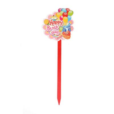 China Decorative Eco-friendly Wooden Stick Shape Balloon Happy Birthday Garden Yard Stake for sale