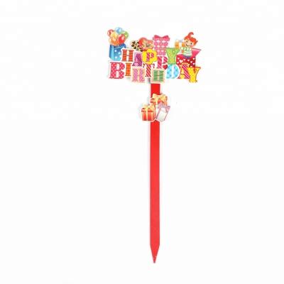 China Colorful Party Stake Decoration Eco-Friendly Happy Yard Birthday Lettering Gift Balloon Yard Sign Glitter Wood Stake for sale