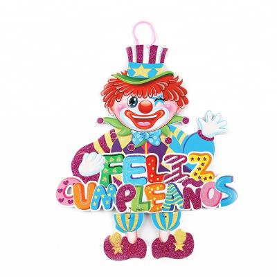 China Best Selling Eco - Friendly Clown Shape Happy Birthday Wall Hanging Decorations for sale