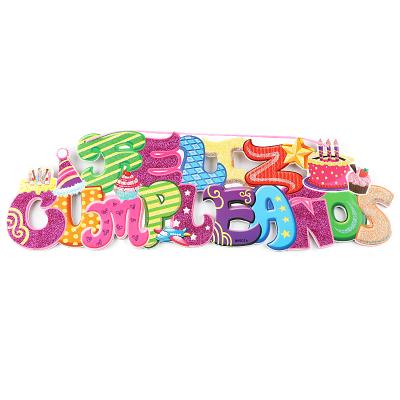 China New Eco-friendly design Feliz cumpleanos lettering hanging shape cake birthday decoration for sale