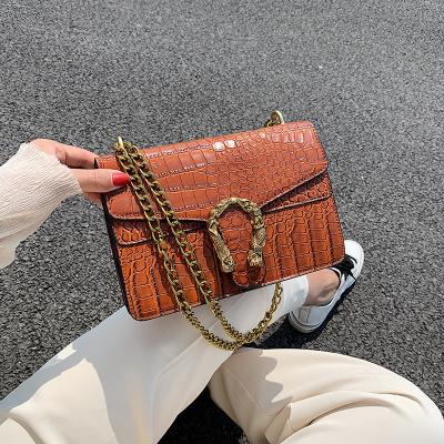 China The motion sensing bag female 2022 spring and new summer trend fashion European and retro American small square simple bag crocodile pattern should for sale