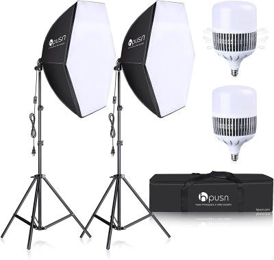 China Timing Control Softbox Lighting Kit HP02 with 2pcs E27 Socket 80W 6500K as well as 1.9M Light Stand for sale