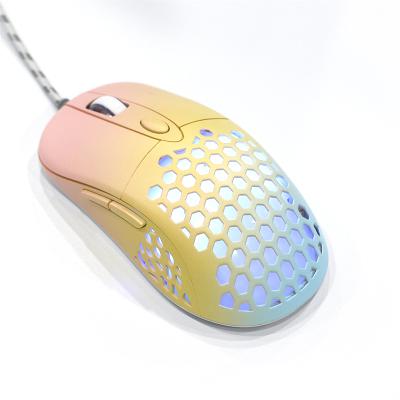 China AIWO RGB Gaming Mouse Honeycomb Design Mouse High Quality Glowing Cable White Gamer for sale