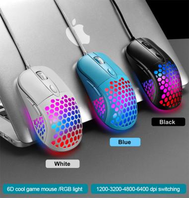 China Game AIWO Wired Glowing Mouse Honey Comb Design Mouse Manufacture High Quality Gaming Mouse RGB Gaming for sale