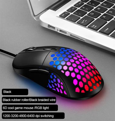 China Game AIWO Gaming Mouse 7 Color Lamp Breathing Usb Wired OEM Mouse Logo Custom RGB Low Light Honeycomb Mouse Odm Gaming Mouse for sale