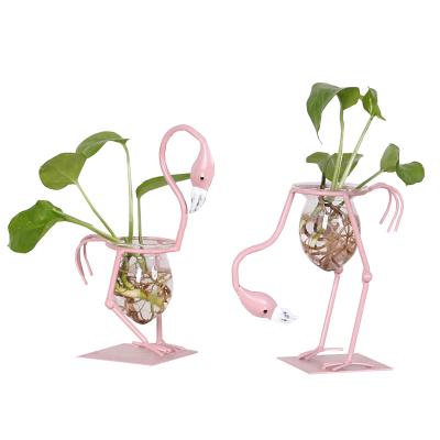 China Europe Flamingo Vase Green Dill Container Decoration Office Statistical Institute Ornaments Plant Vase Glass Decoration for sale