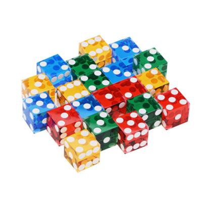 China New Design 19mm Square Corner Dies Casino Precision Gaming Resin Dies Acrylic Transparent Sets for sale