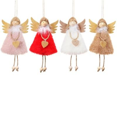 China 2020 New Christmas Decoration Christmas Tree Hanging Doll Angel Christmas Tree Creative Pendant Love Christmas Decoration Cute Feather Plush Pendent for sale