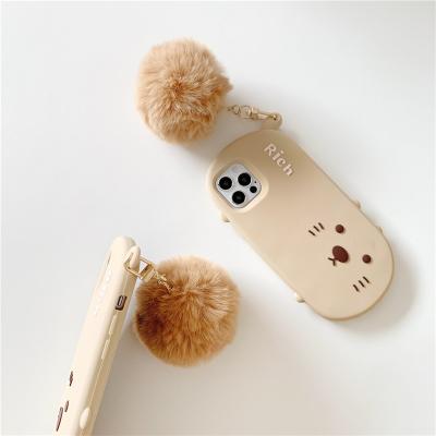 China 3D Cartoon Back Cover Silicone Protector Rich Cat Cell Phone Case For iPhone12 pro pom pom 11 fur silicon max pendant luxury cute ball for sale