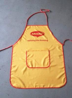 China BSCI passed-Promotional Yellow apron with customer's printed logo for sale