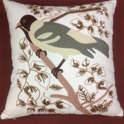 China Embroidery cushion cover with bird design. for sale