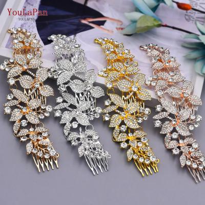 China YouLaPan HP301 Fashionable Shiny Rhinestone Wedding Bridal Hair Accessories, Multicolor Alloy Hair Combs For Parties for sale