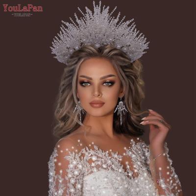 China Popular Luxury Princess Headdress Crown Prom Pageant Bride Crown Accessories Youlapan HP399 Crystal Beads Wedding Bridal Hair for sale