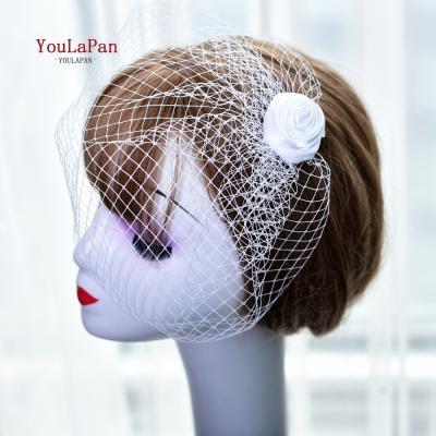 China Fashion YouLaPan VA02 Hot Selling White Bridal Veils Wedding Fascinator Bridal Face Veil Flower With Hairpin for sale