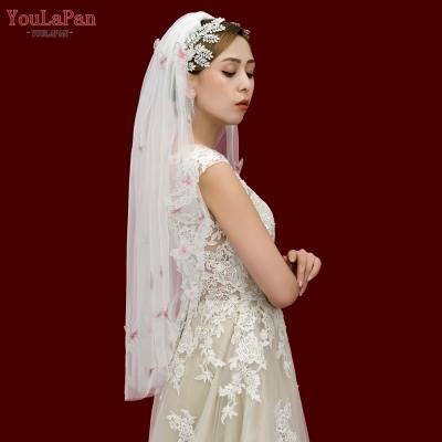 China YouLaPan V24 Bridal Veil Short Cut Edge Hand-stitched Net Butterfly Themed Bridal Veil For Bachelor Party for sale