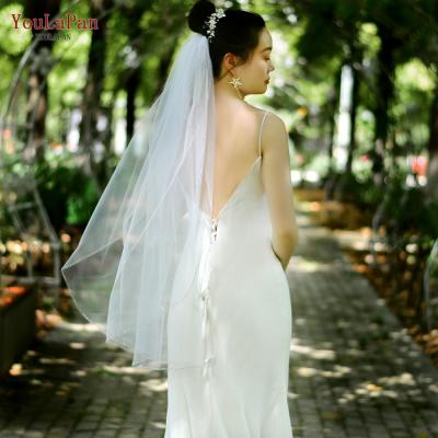 China Cut Edge YouLaPan V38 Bead Bridal Veils With 1.6 Meters Cathedral Wedding Veil Wedding Edge Single Layer for sale