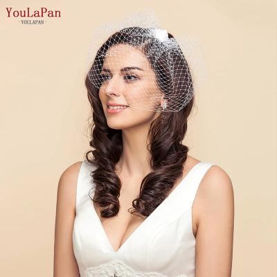 China YouLaPan VA02 Gauze White Ribbon Flower Veil Trimming Edge Decoration for Wedding Girl's Birthdays Gift Headpiece Wedding Veil Hat for sale