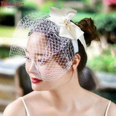 China YouLaPan VA07 fashion party ladies cut edge face accessories handmade headbands and bows wedding netting bridal veil for sale