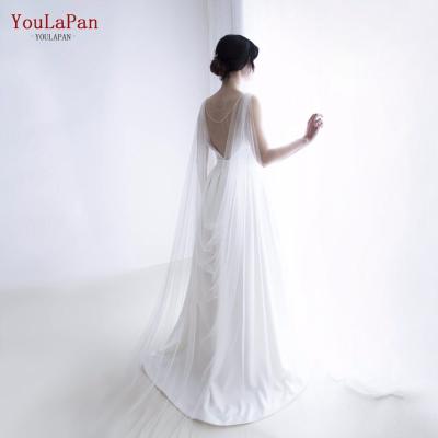 China YouLaPan VG33 Popular Bride Wedding Dress Cape And Coat Elegant Cathedral Beaded Tow Shawl for sale