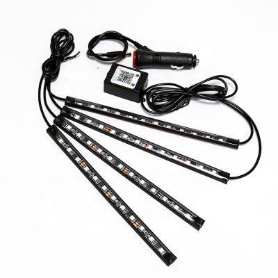 China High Quality Auto Interior RGB App Control B T Atmosphere Light 4pcs Music Control RGB LED Decoration Strip Lamp for sale