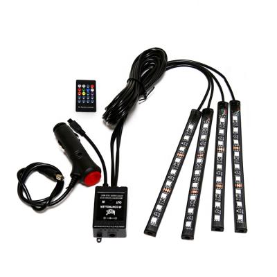 China Warm Product 4pcs RGB LED Interior Atmosphere Light App Control RGB Auto Decoration Lamp Strip Remote Control for sale