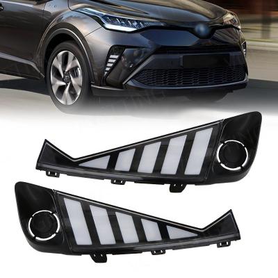 China ABS+LED Fog Lamp Amber Flow Turn Signal Lights LED DRL Daytime Running Lights For Toyota CH-R CHR 2021 2022 for sale