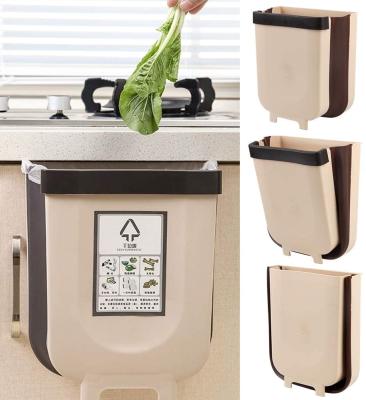 China Without Lid Wall Mounted Folding Collapsible Folding Garbage Bin Sideboard Door Trash Can Car Rubbish Bin for sale