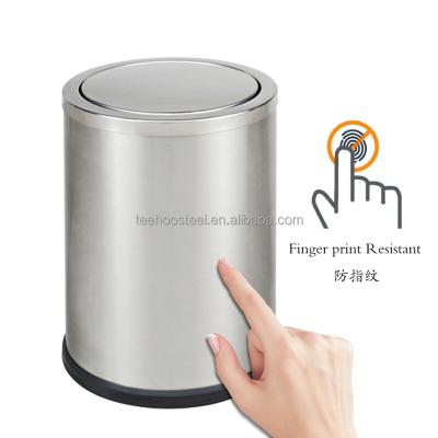 China Sustainable Round Swing Top Waste Bins Metal Bins With Lips For Household for sale