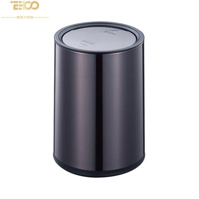 China Sustainable Swing Top Waste Bins Metal Round TGarbage Boxes With Lips For Kitchen for sale